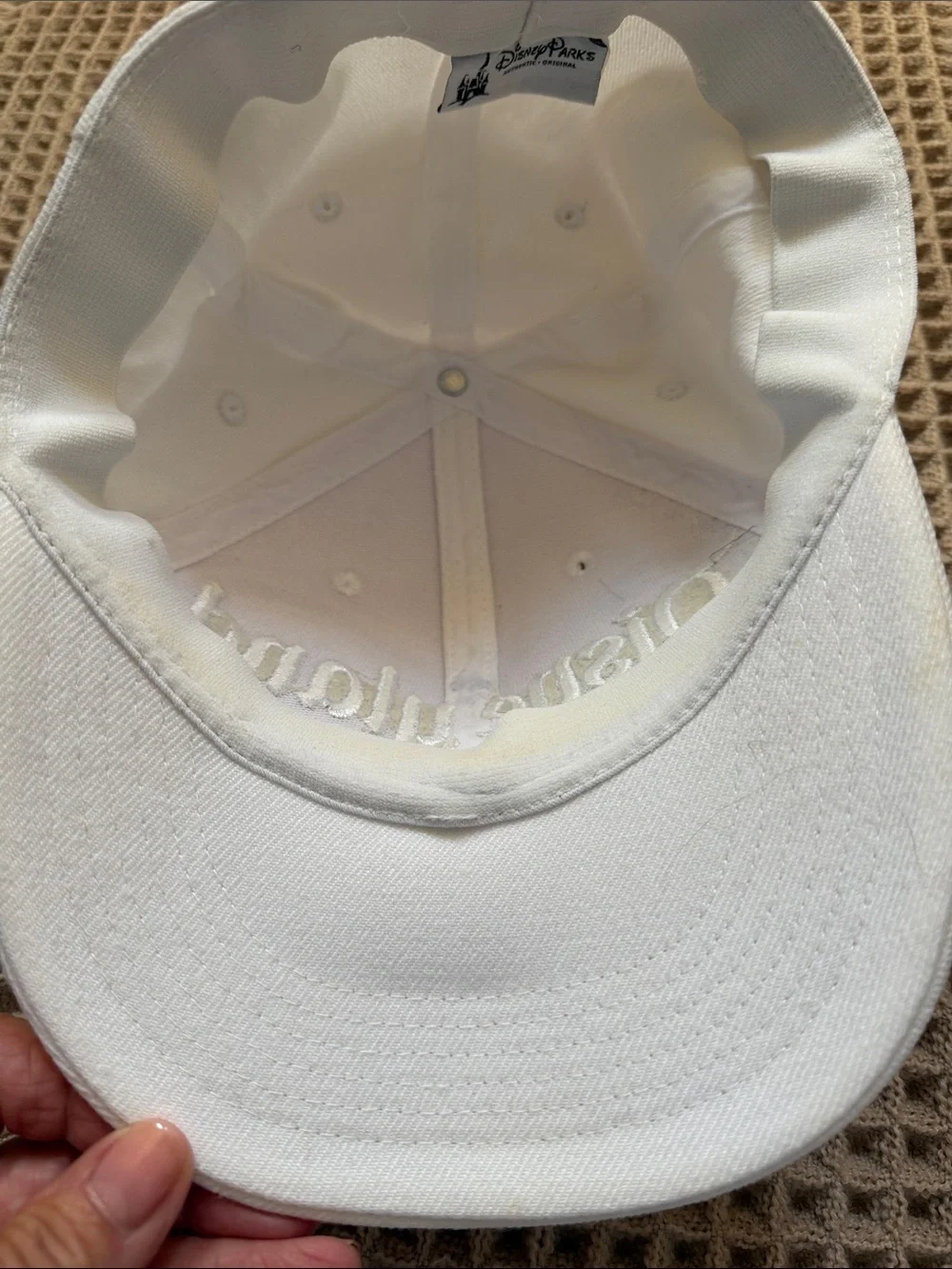 Disney White Silver Embroidered Baseball Hat authentic Disneyland Parks cap